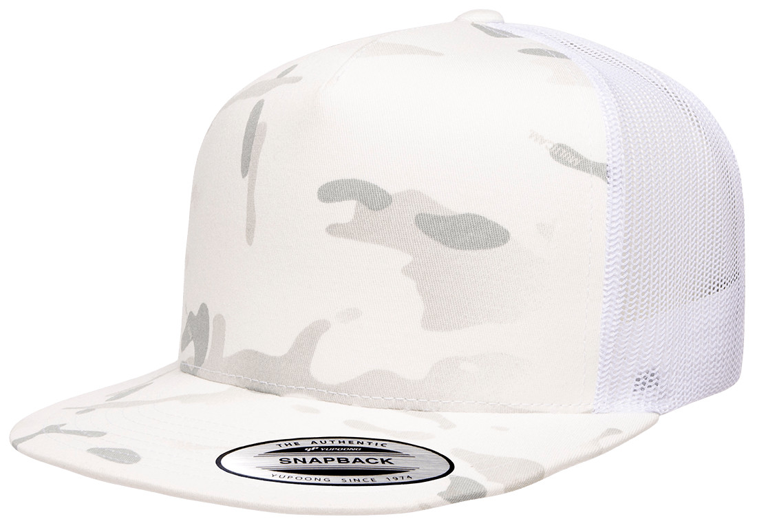 YP Classics Flat Bill Trucker Cap Yupoong Meshback Snapback Hat 6006 5-Panel