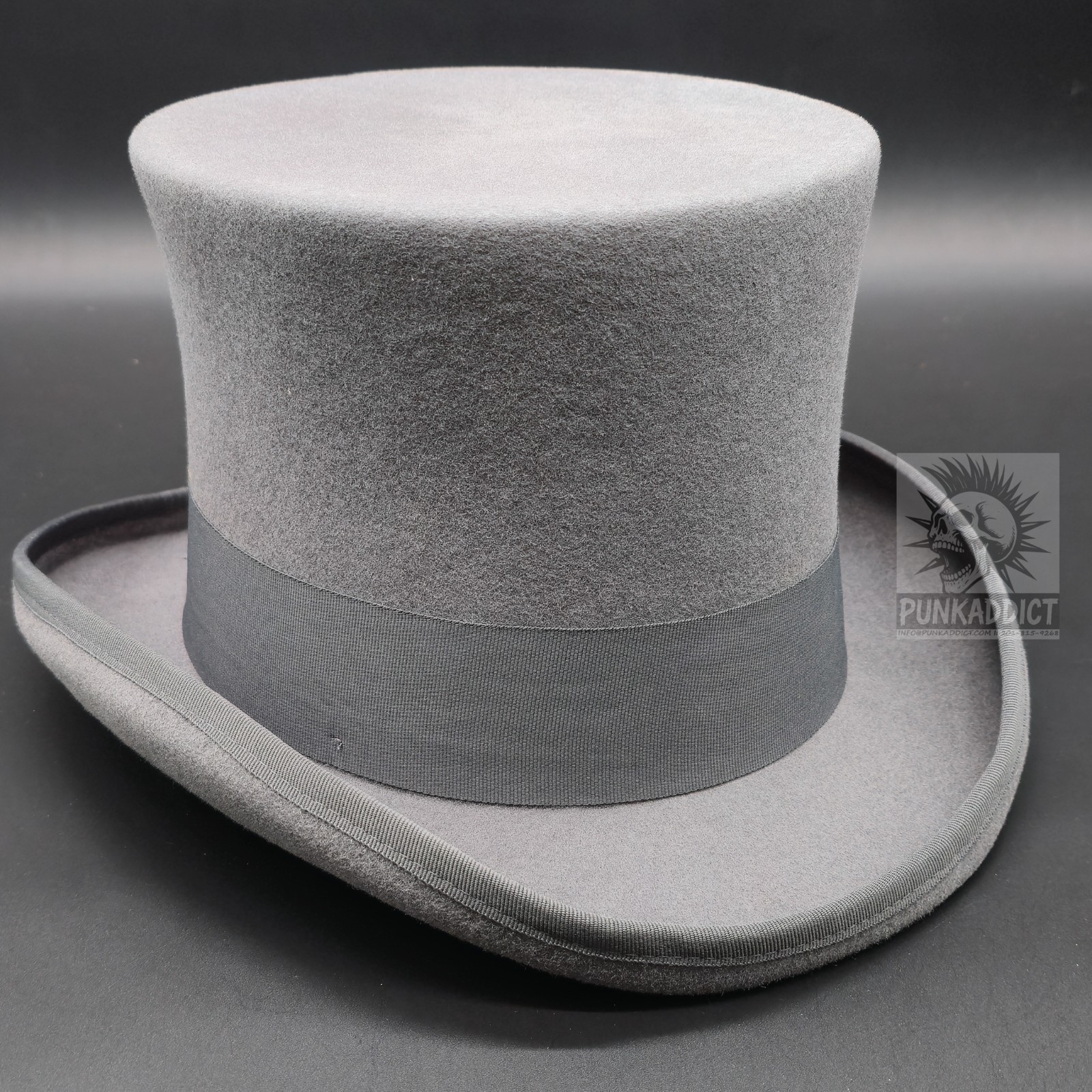 Gray Top Hat Wool Felt Victorian Slash Mad Hatter Steampunk Rock Star
