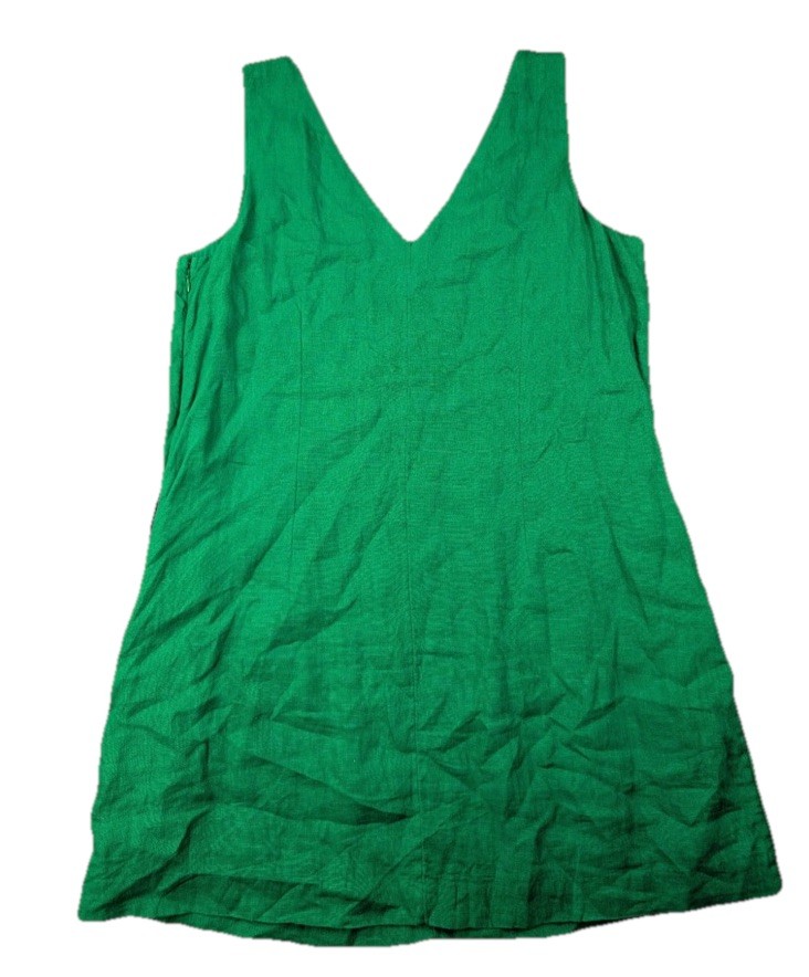 J Crew Linen Women’s Dress Kelly Green Shift Minimal Coastal Preppy Capsule XL