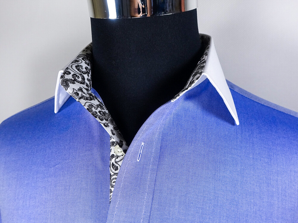 Blue La Plata WInchester Designed Formal Business Dress Shirt Single Cuff Boss