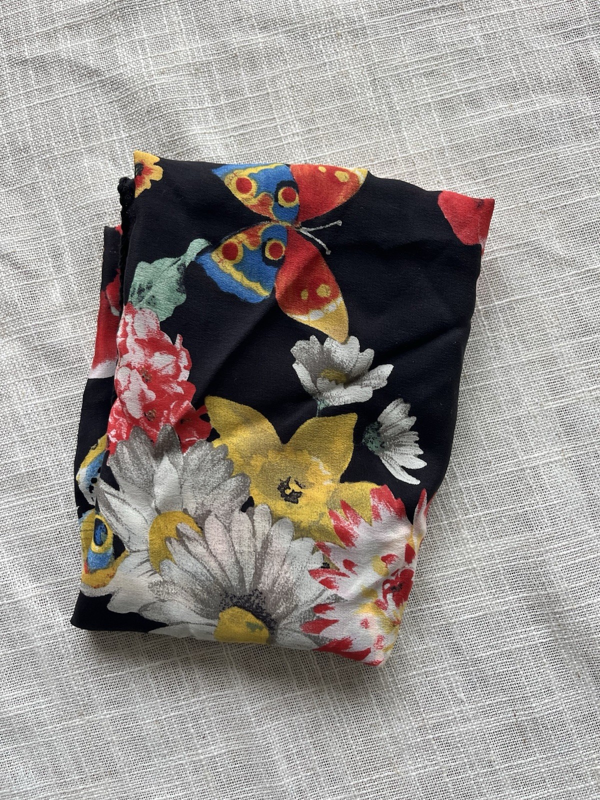 1990s Art Of Silk, Pure Silk Butterfly & Floral Scarf