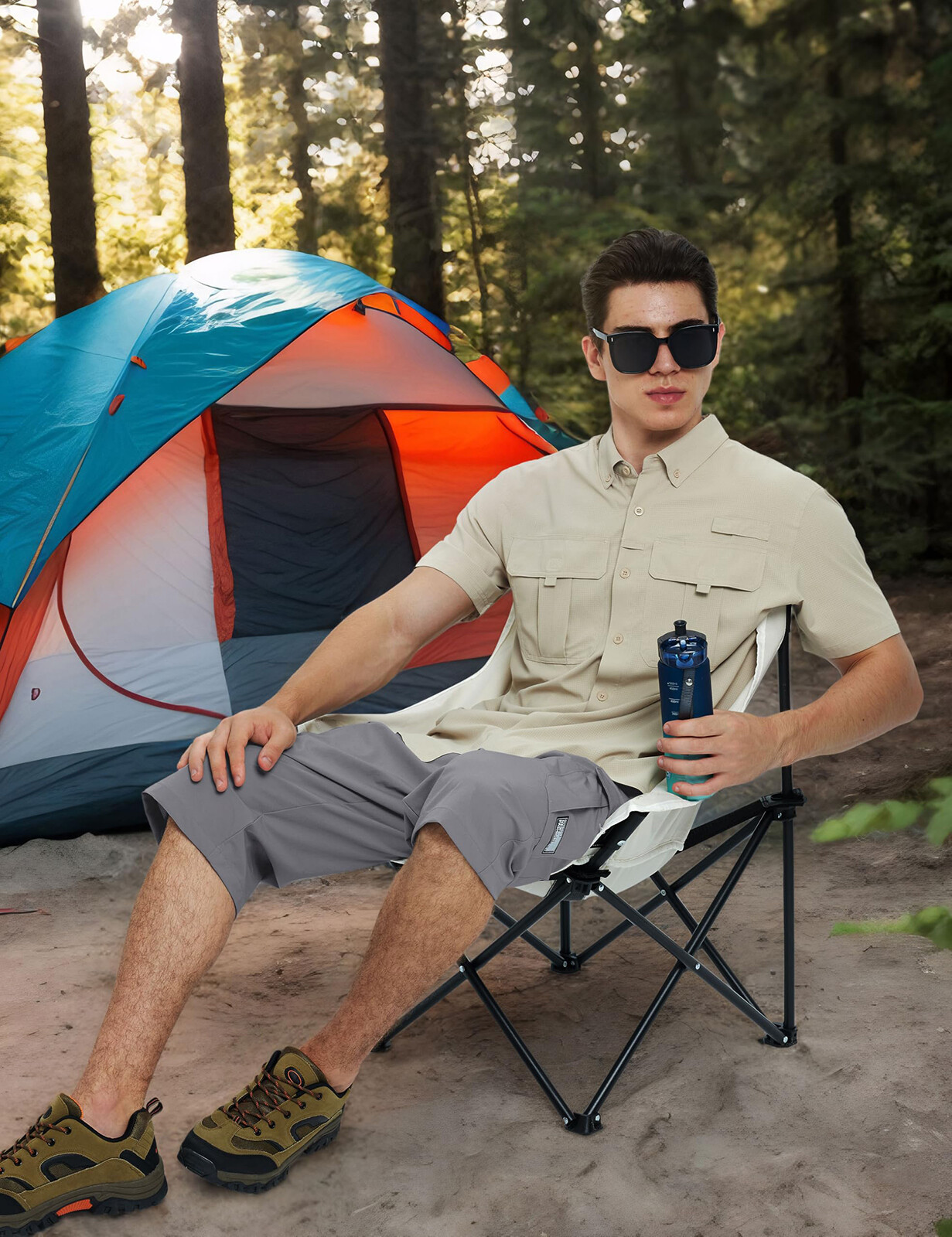 Mens Capri Pants Cargo Long Shorts Quick Drying Lightweight 3/4 Below Knee Pants