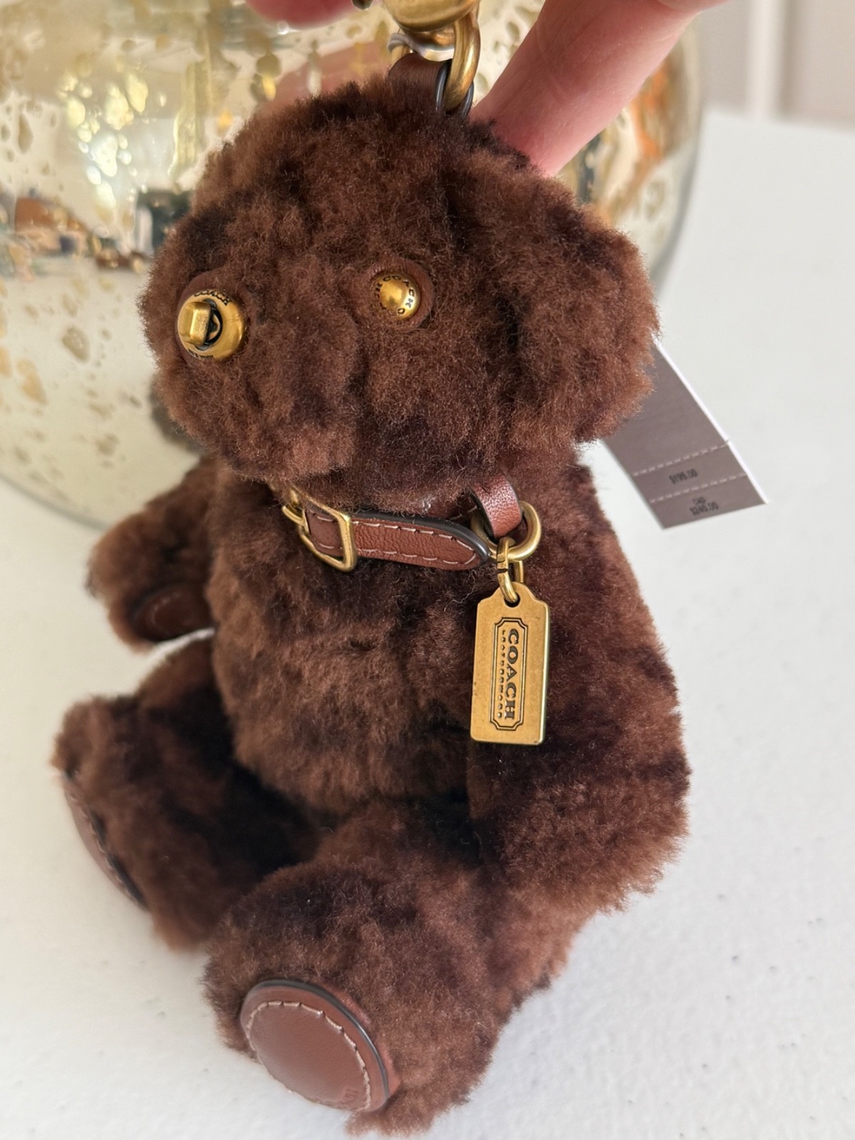 Coach Bear Bag Charm In Signature Shearling – Chocolate NEW