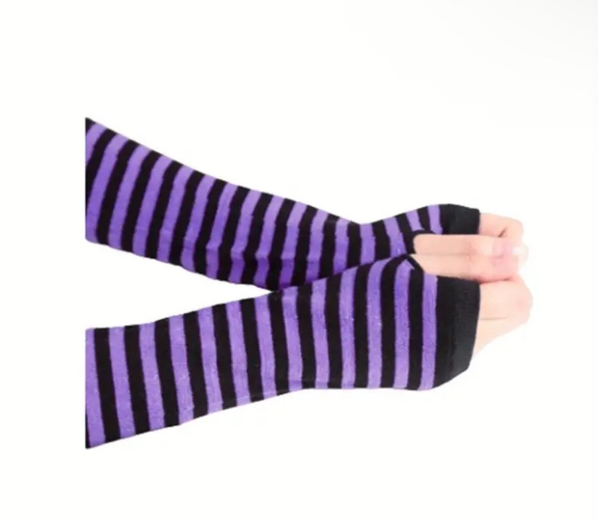 Long Arm Warmers Solid – Striped Fingerless Gloves Winter Wrist Warmer for Women