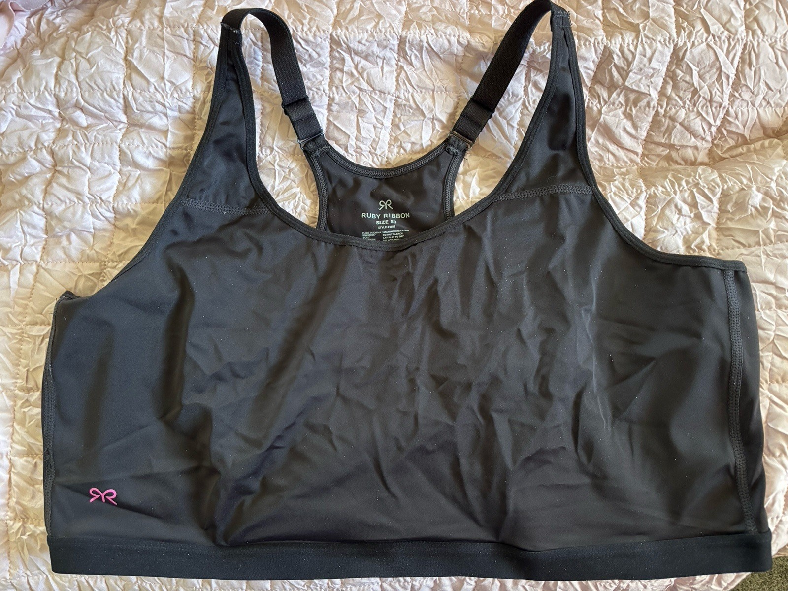 Ruby Ribbon Bra Black Demiette #1802 Size 50