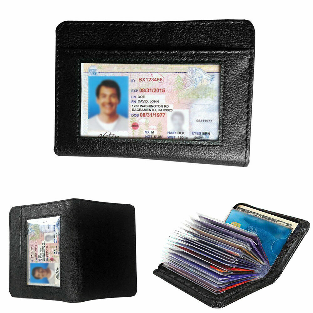 Secure Lock RFID Blocking Wallet Men Women Slim Money Credit Card Holder Leather