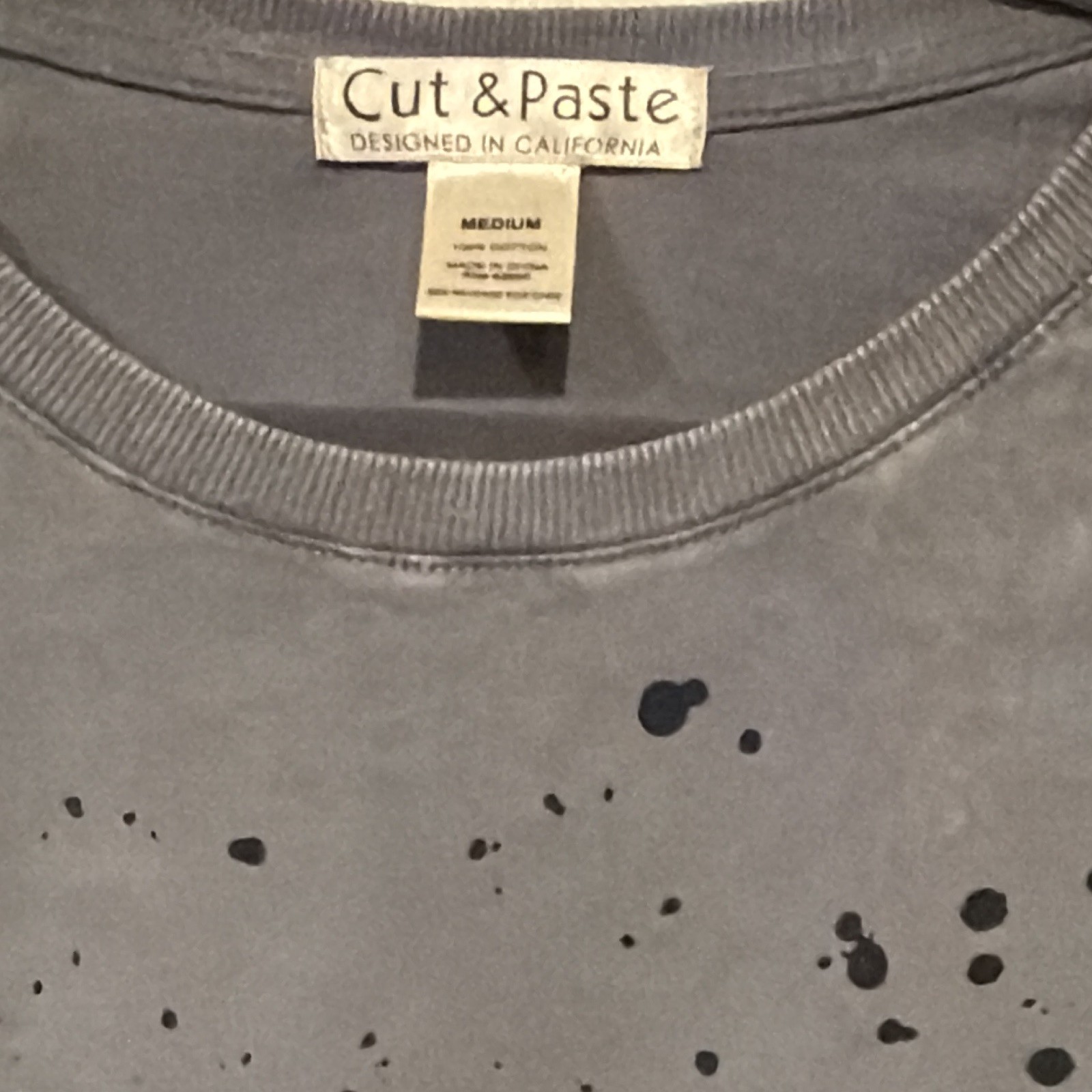 Cut & Paste Womens Gray Butterfly Graphic Crew Neck T-Shirt Short Sleeve Size M