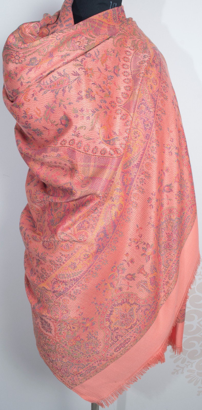 PEACH Large Floral Jacquard Shawl Soft Warm Cashmere Blend All Seasons Wrap