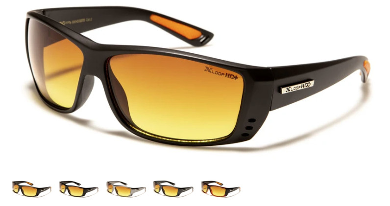 XLoop HD+ Technology Oval Lens Wrap Around Night Driving Clear Vision Sunglasses
