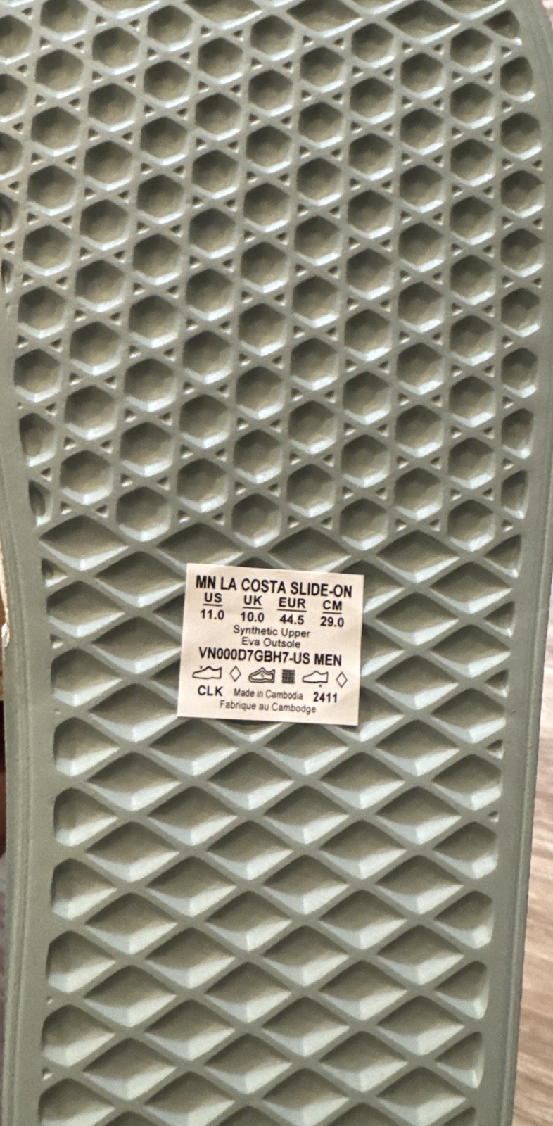 VANS La Costa Slide-On Sandals Light Gray Checkerboard VN000D7GBH7 Size 11 NWT