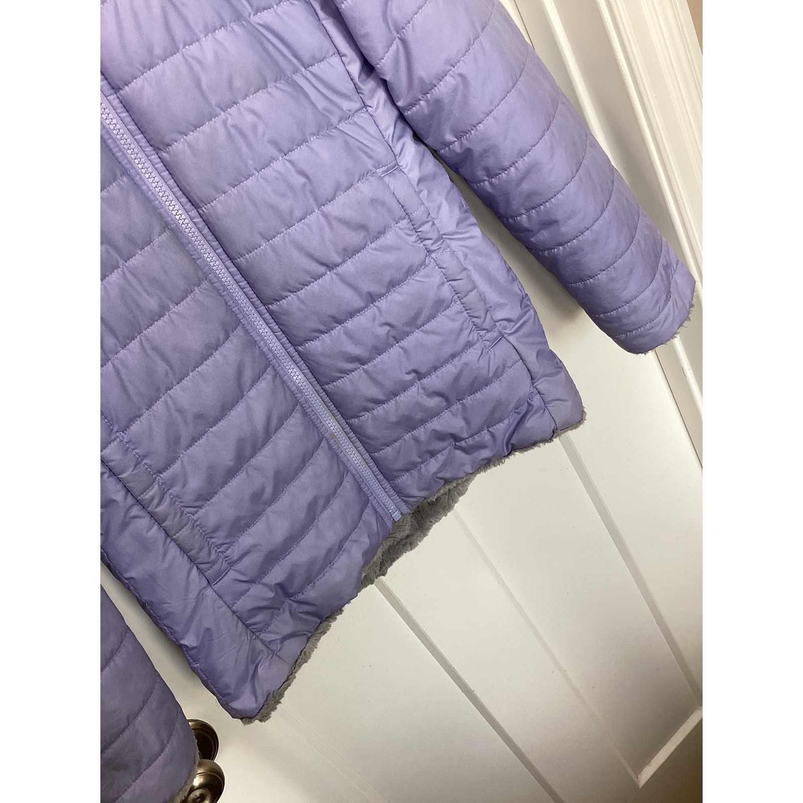 The North Face Girl’s Reversible Mossbud Swirl Parka Jacket Purple Size Large