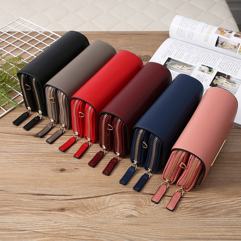 Large Capacity Shoulder Crossbody Bag Cell Phone Bags Double Zipper Wallet Purse