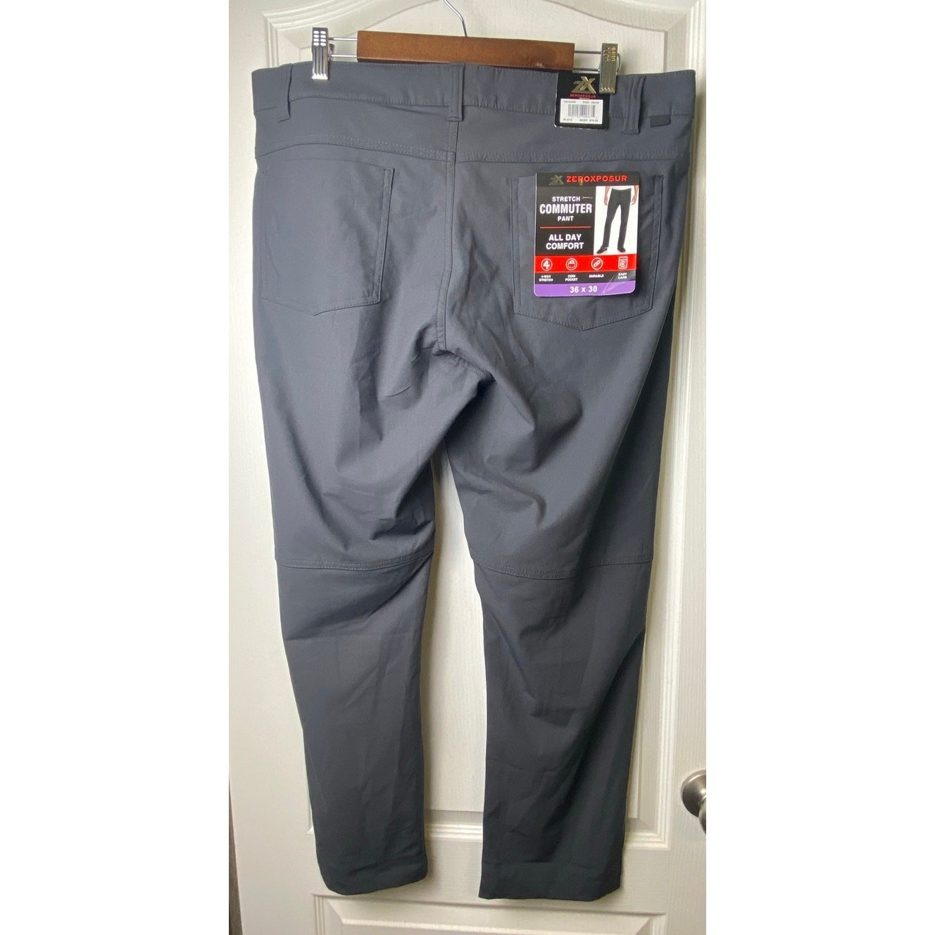 ZEROXPOSUR Men’s Gray All Day Comfort 4 Way Stretch Commuter Pants 36X30