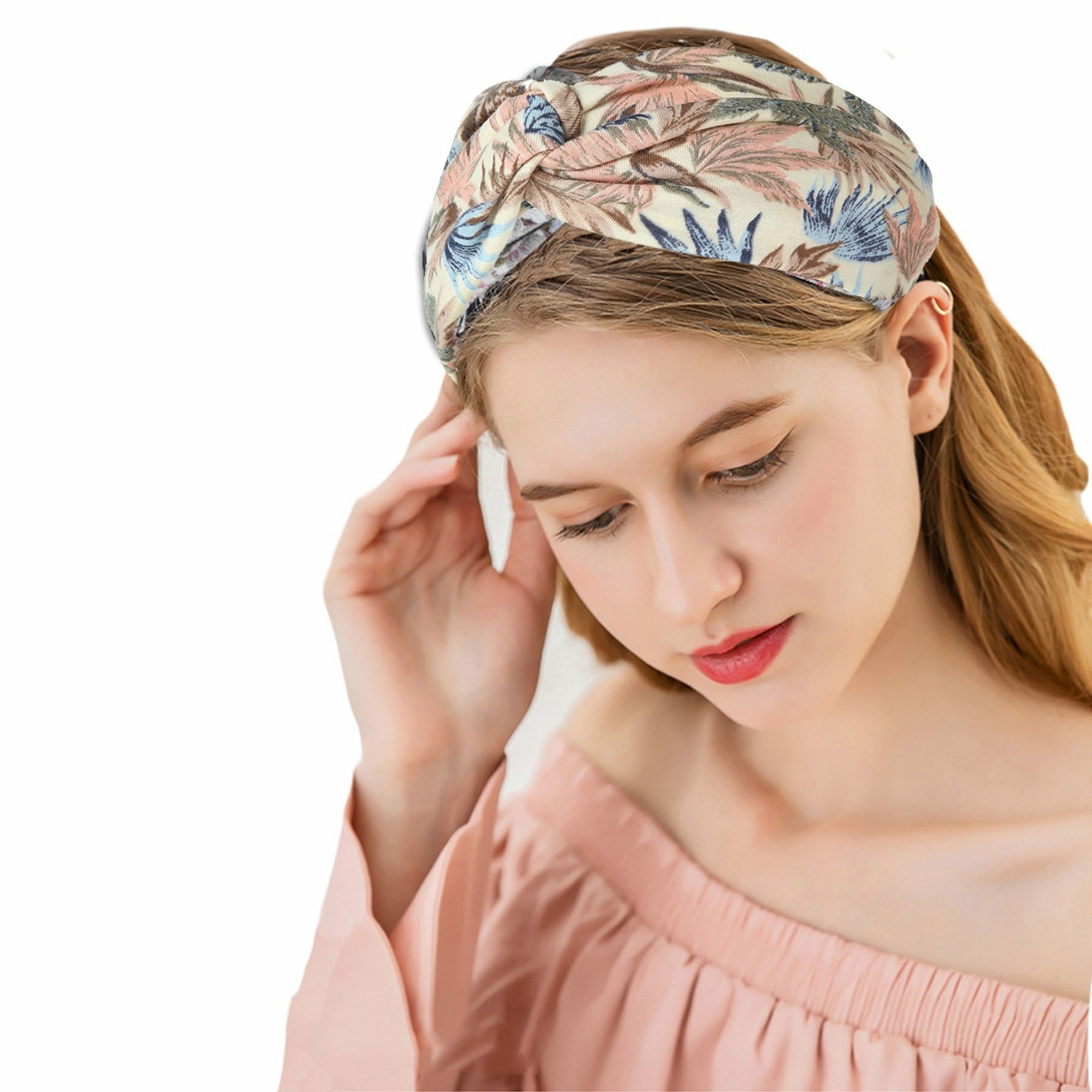 3pcs Womens Flower Printed Boho Twisted Wide Headband Turban Headwrap Hair Band