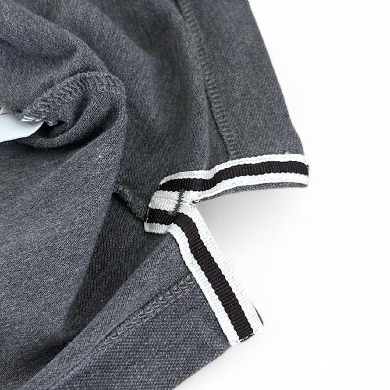 Men’s Stone Island Patch Charcoal Grey Orange Stripe Collared Polo Slim Fit M/L