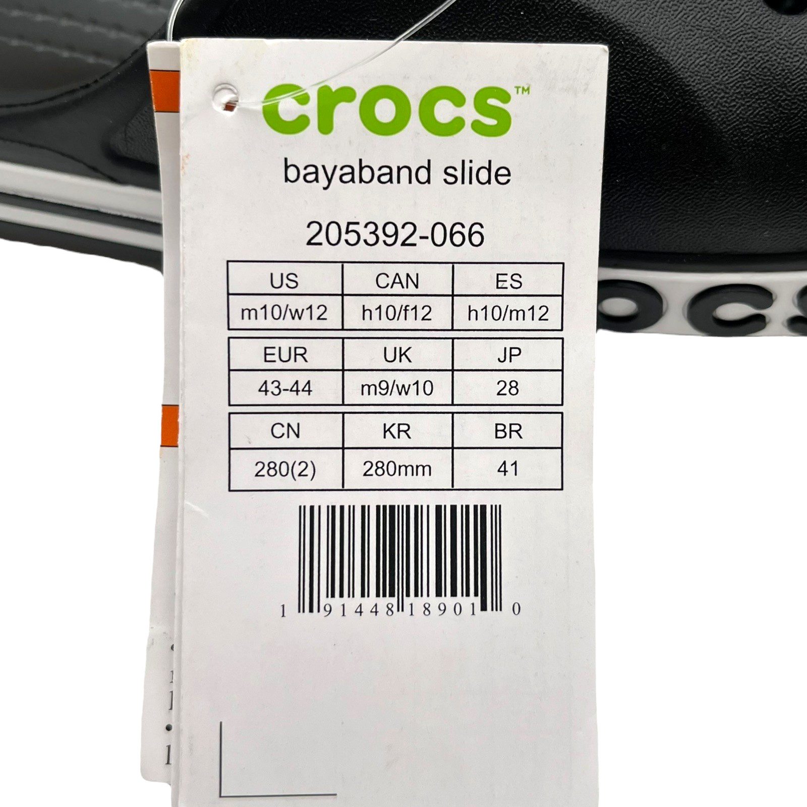 Crocs Bayaband Mens Slide Sandals Size 10 Black White Water Friendly Lightweight
