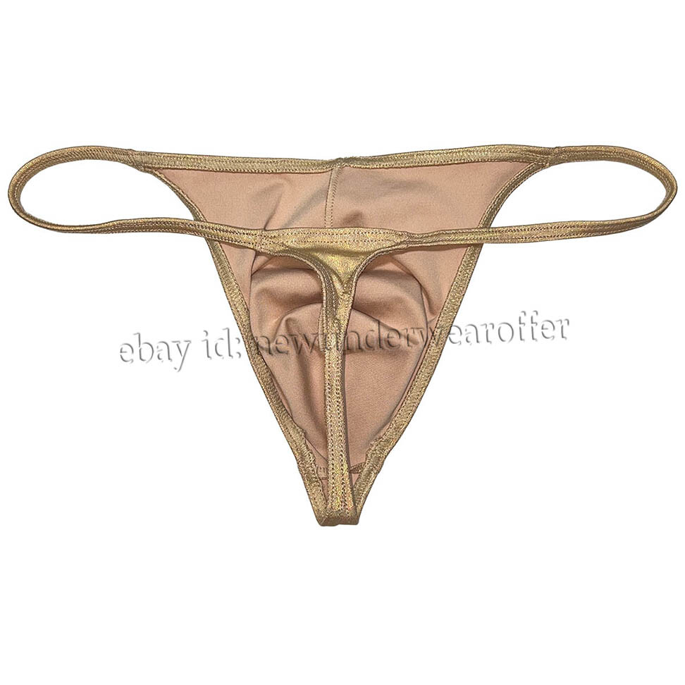 Men Shiny Bikini Thong Underwear Low-rise G-string Bulge Pouch T-back Jockstrap