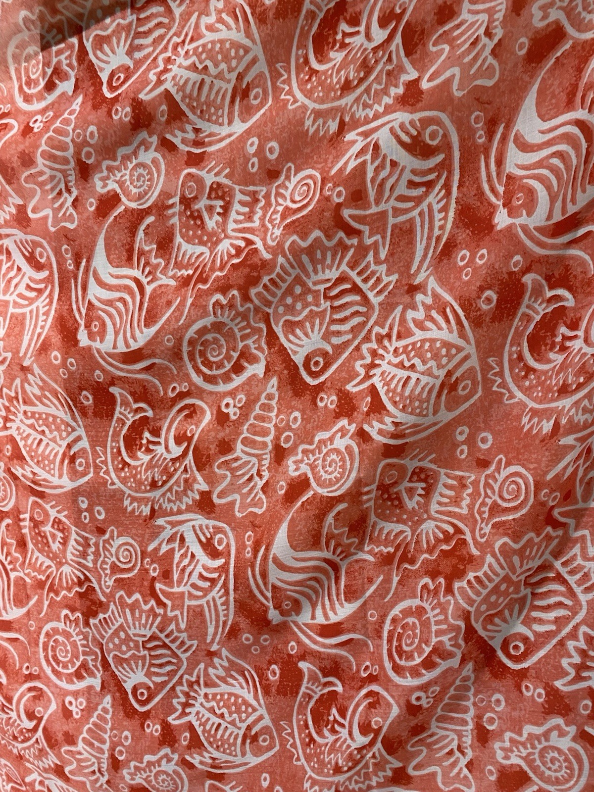 El Marie Brand Beach Wrap Coral. Color With Fish And Shell Design