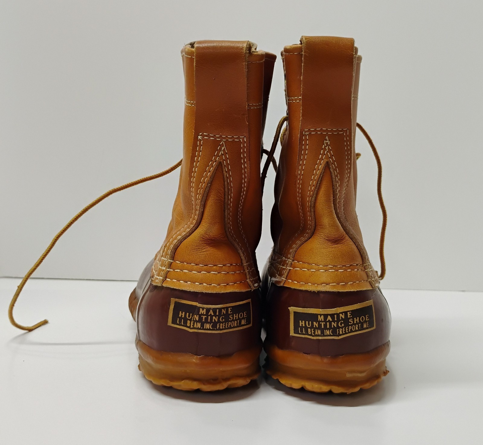 LL Bean Maine Hunting Duck Boots Vintage Original W8 M6 EUC Lace Up Leather