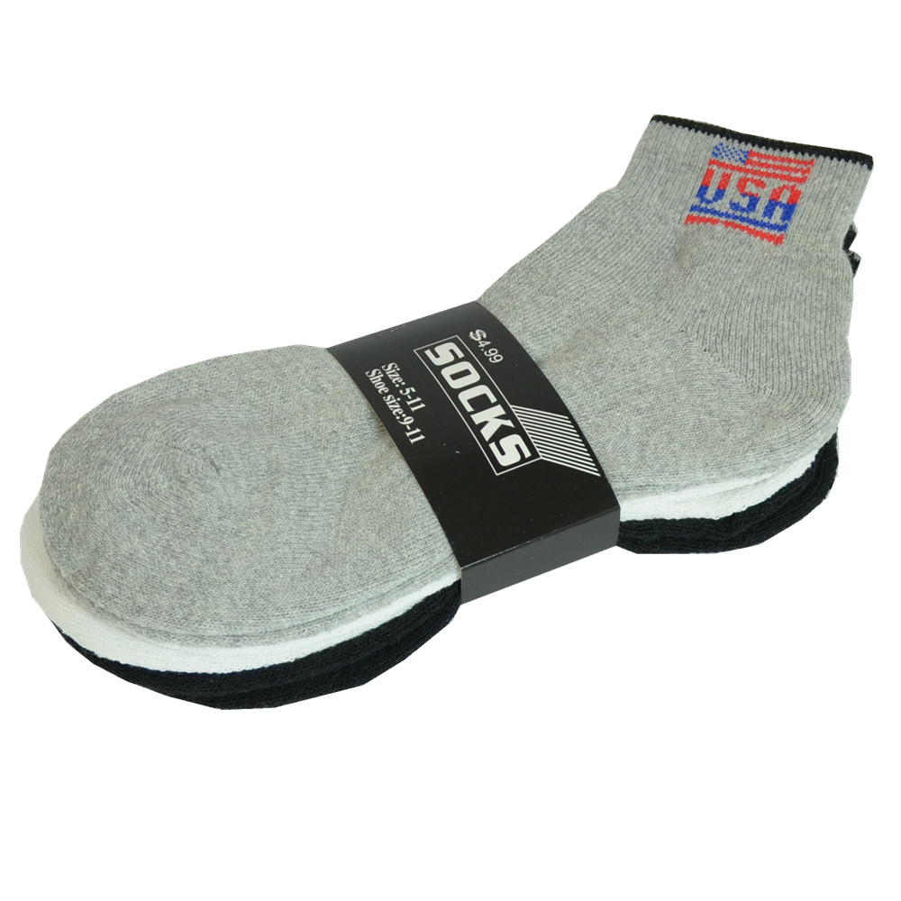 3 Pairs Mens Ankle Quarter Crew Low Cut USA Athletic Work Socks Cotton Size 9-13