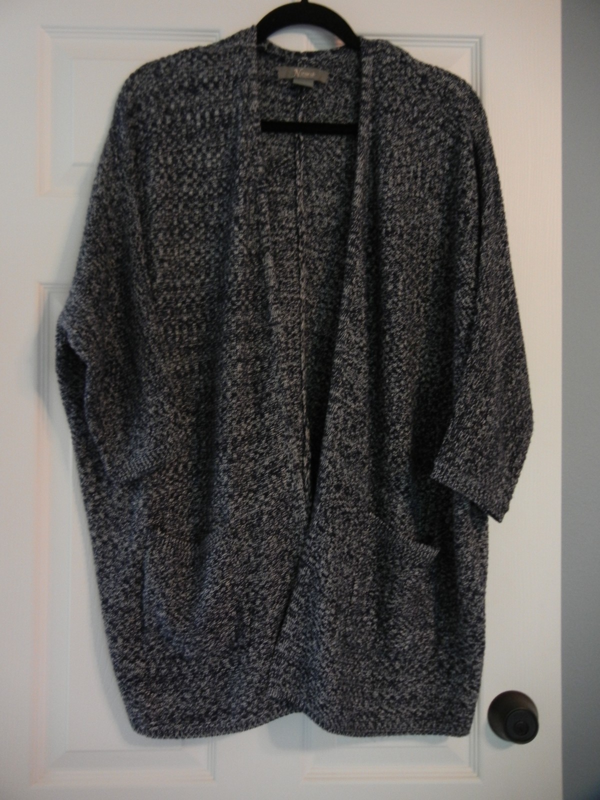 Natural Reflections Blue Heathered Polyester Blend Open Front Cardigan – Sz MED