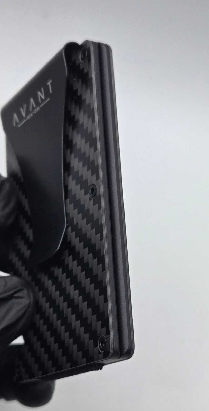 AVANT WOOD Slim Fold New Minimalist Mens WALLET, Carbon Fiber Black, RFID Cash