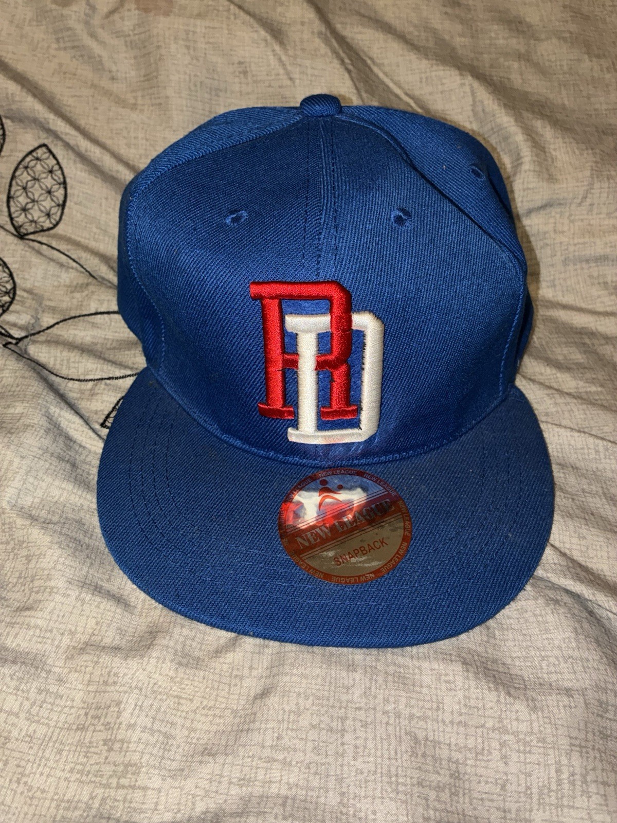 New Era Blue Snapback Baseball Cap Adjustable Flat Bill Red/White RH Logo