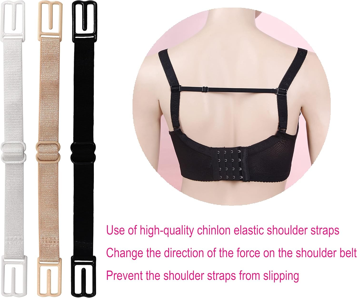 4pc Random Women’s Non-slip Adjustable Elastic Bra Strap Clips Holder