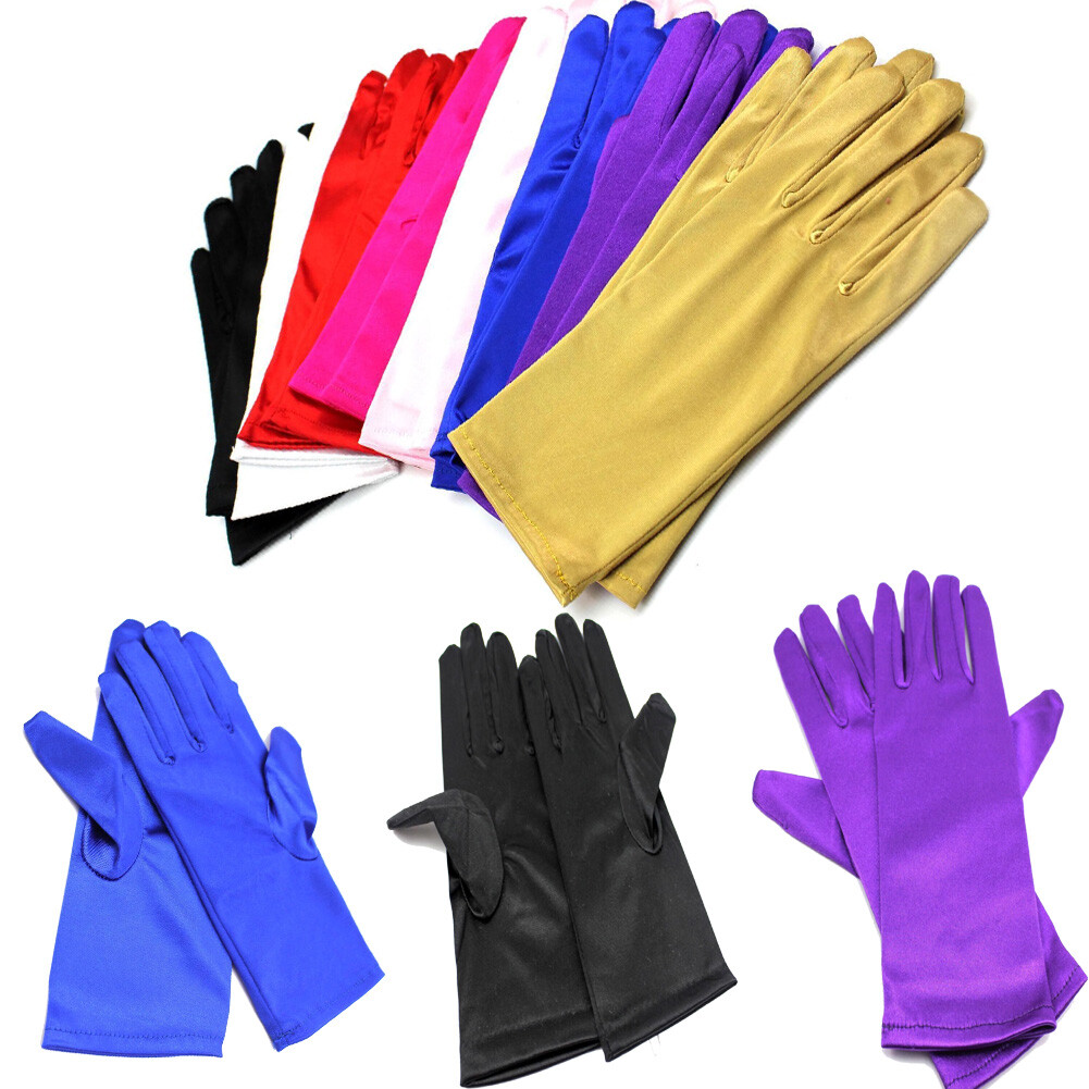 Women’s Short Opera Satin Gloves Wrist Banquet Gloves Valentine’s Day Bridal US