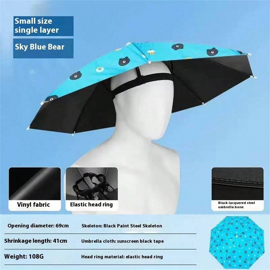 Umbrella Cap Suitable for Camping Fishing Elastic Headband UV Safe Umbrella Cap