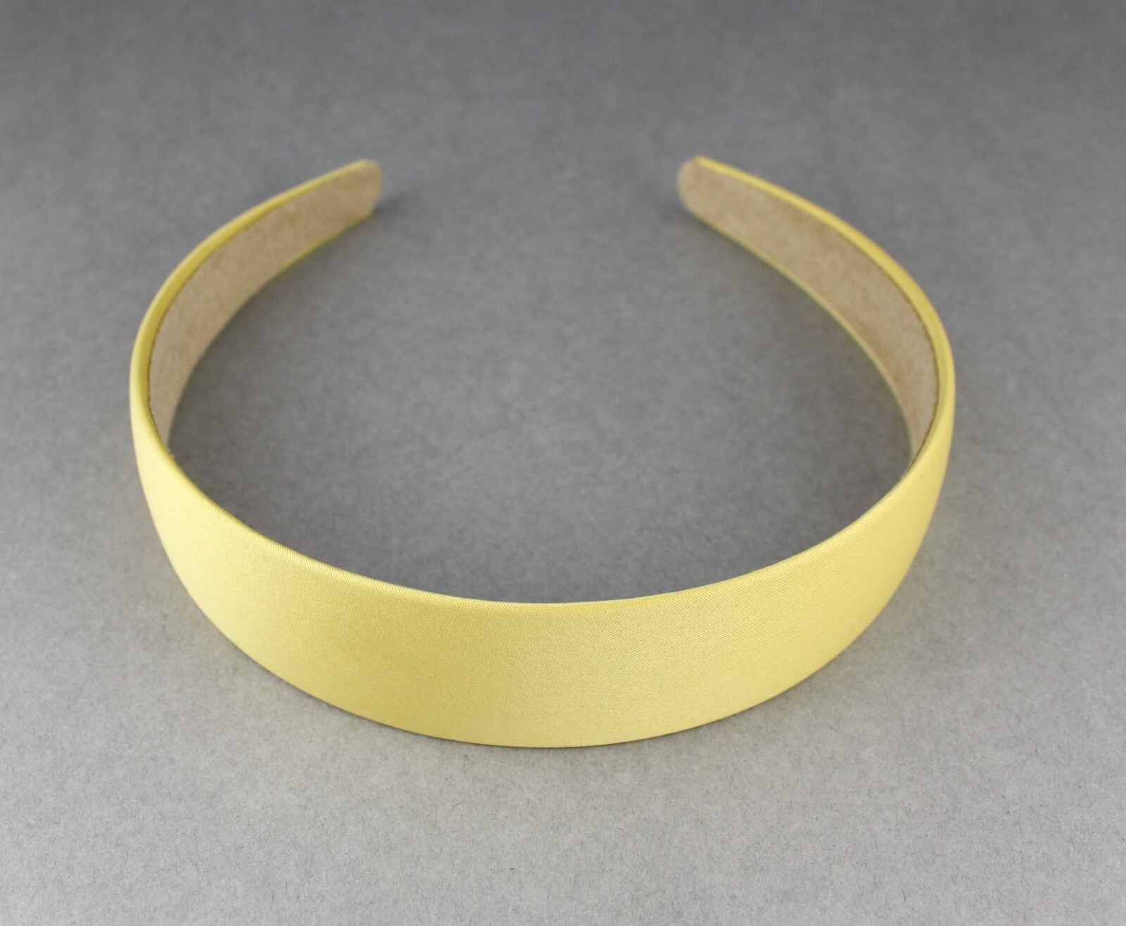 Yellow classic style basic satin fabric covered headband hair band 1 1/8″ wide