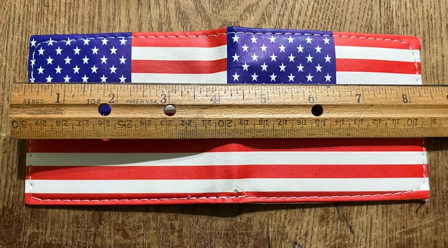 American Flag Vinyl Wallet Bi-Fold Patriotic USA Stars Stripes Slim
