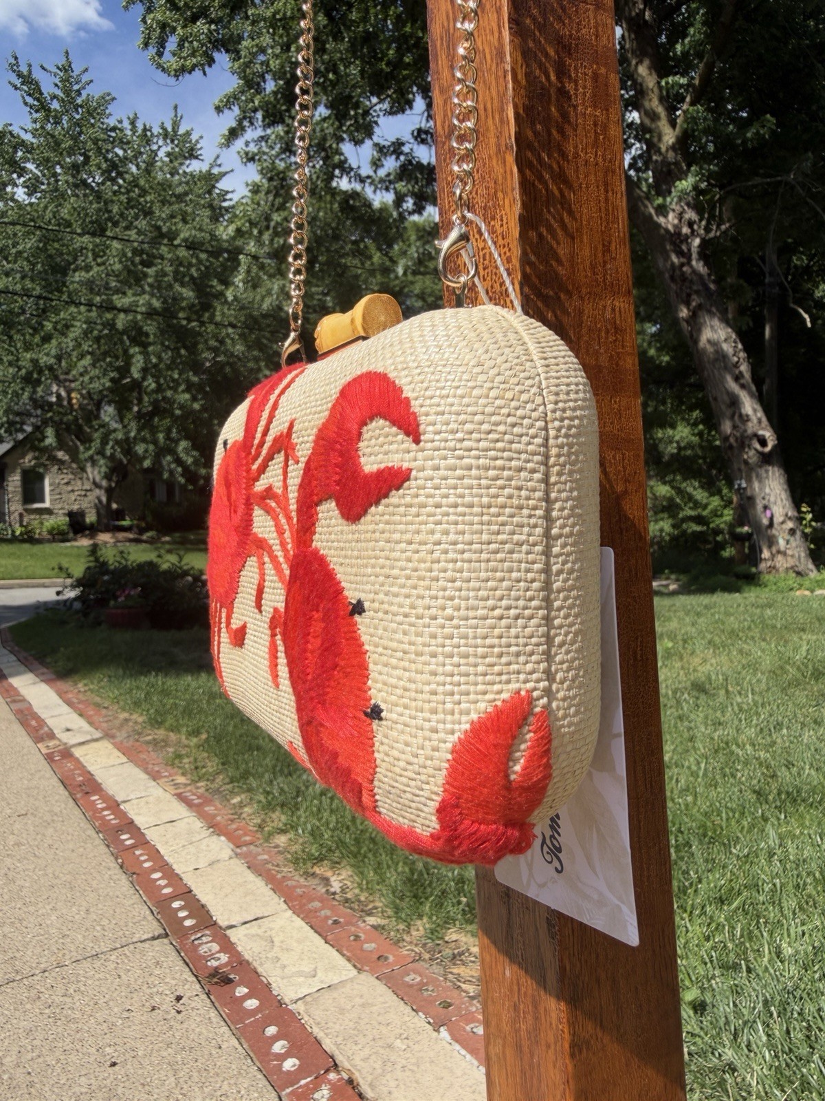 NWT Tommy Bahama Embroidered Crab Clutch Bag Purse w/ Rhinestoned Crab Hair Clip