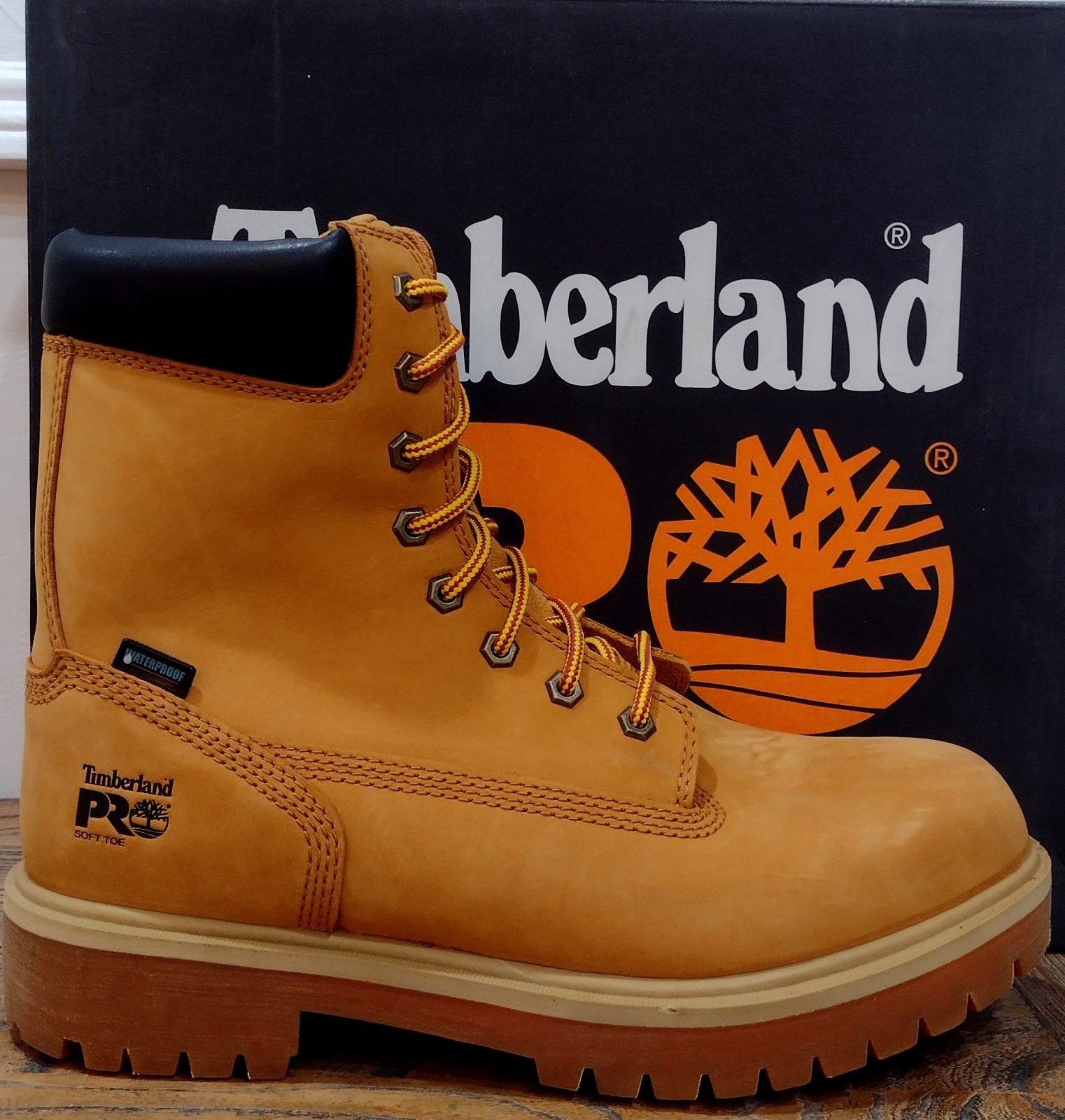 NEW Timberland Pro DIRECT ATTACH 8 Inch Men’s Sz 9.5M Wheat Soft Toe WP Boots