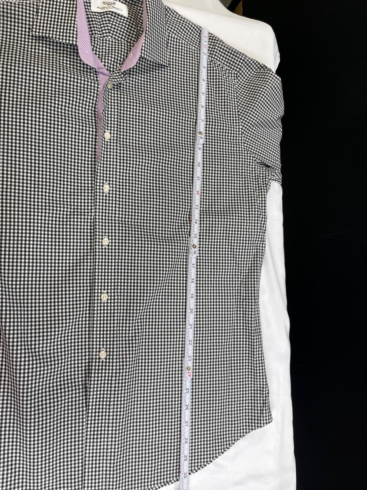 Business to Business SKU 7781 Mens Black Checkered Button-Up Shirt Size XL