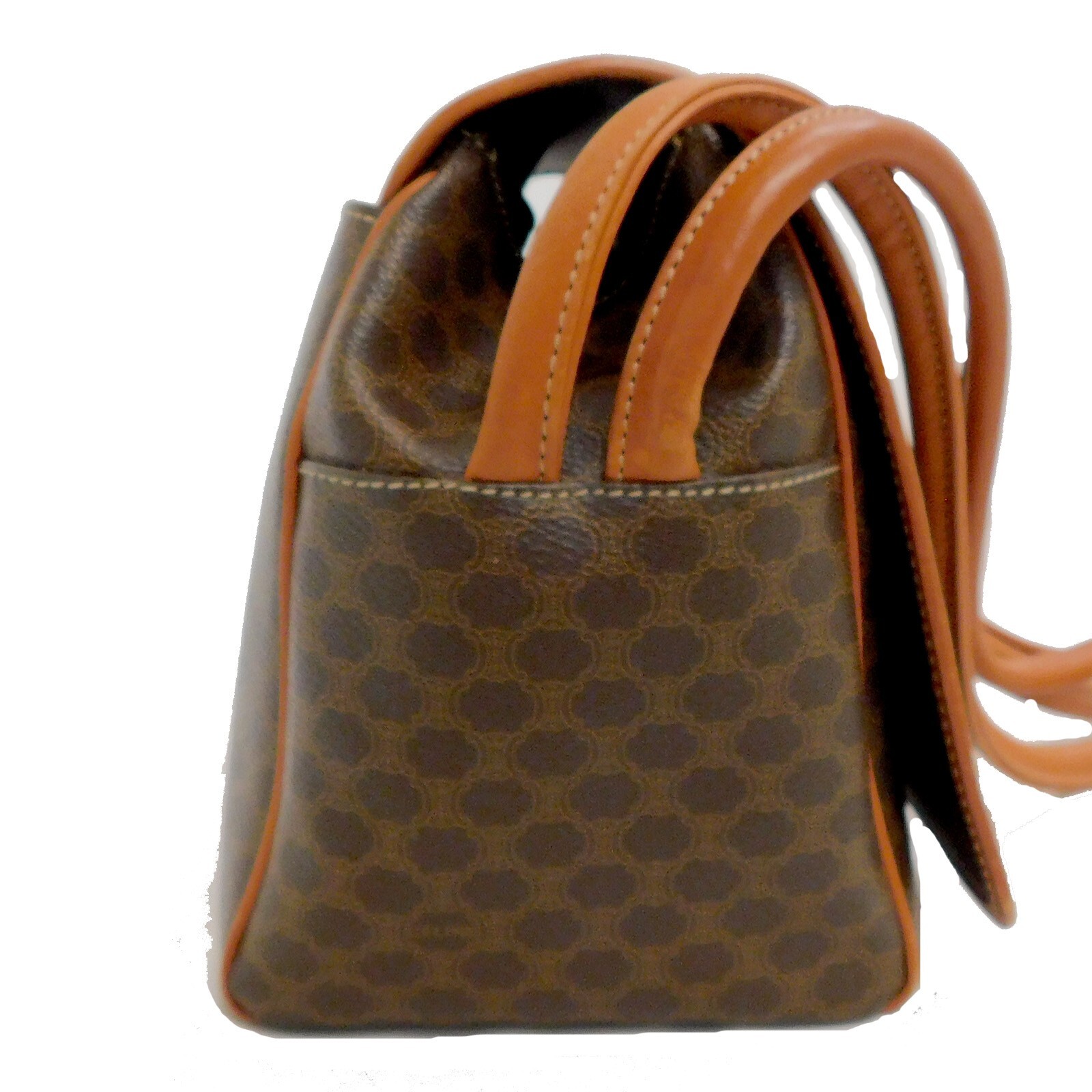 CELINE Macadam Canvas Brown PVC Leather Shoulder bag #48 Rise-on