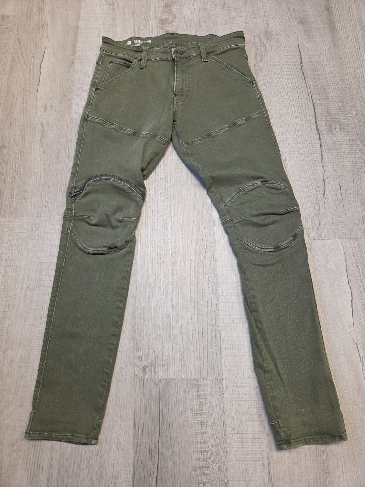 G-Staw Raw Skinny Jeans Size 30×30 Men’s Green Sage 5620 3D Zip Knee