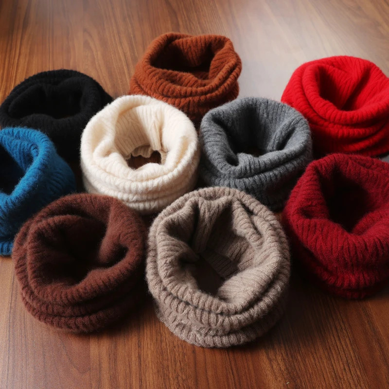 100%Wool Ring Scarf for Women&Men Autumn Winter Soft Warm Cashmere Scarves