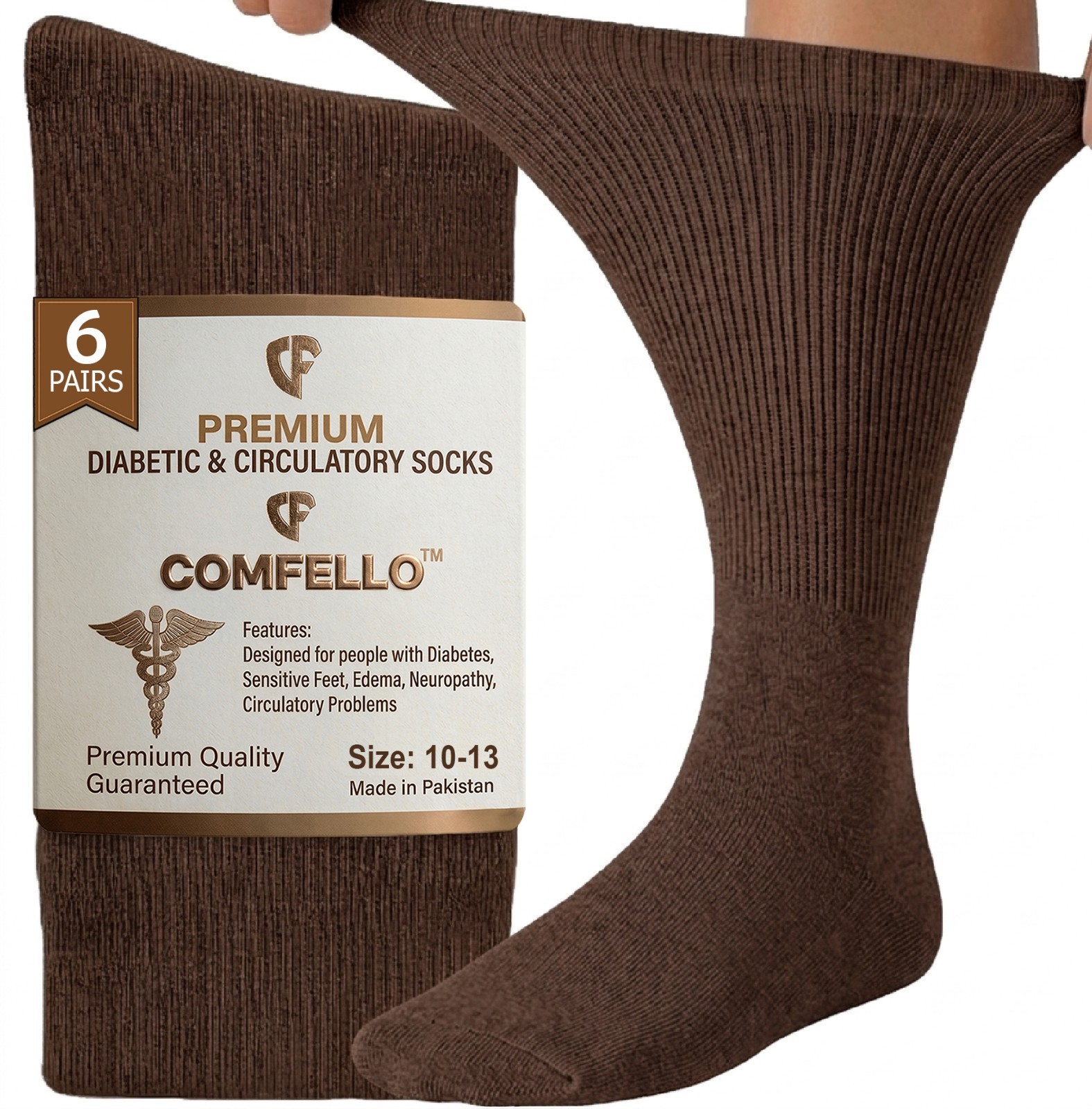 3 6 9 Pairs Diabetic Socks Crew Circulatory Cotton Non-Binding 9-11 10-13 13-15