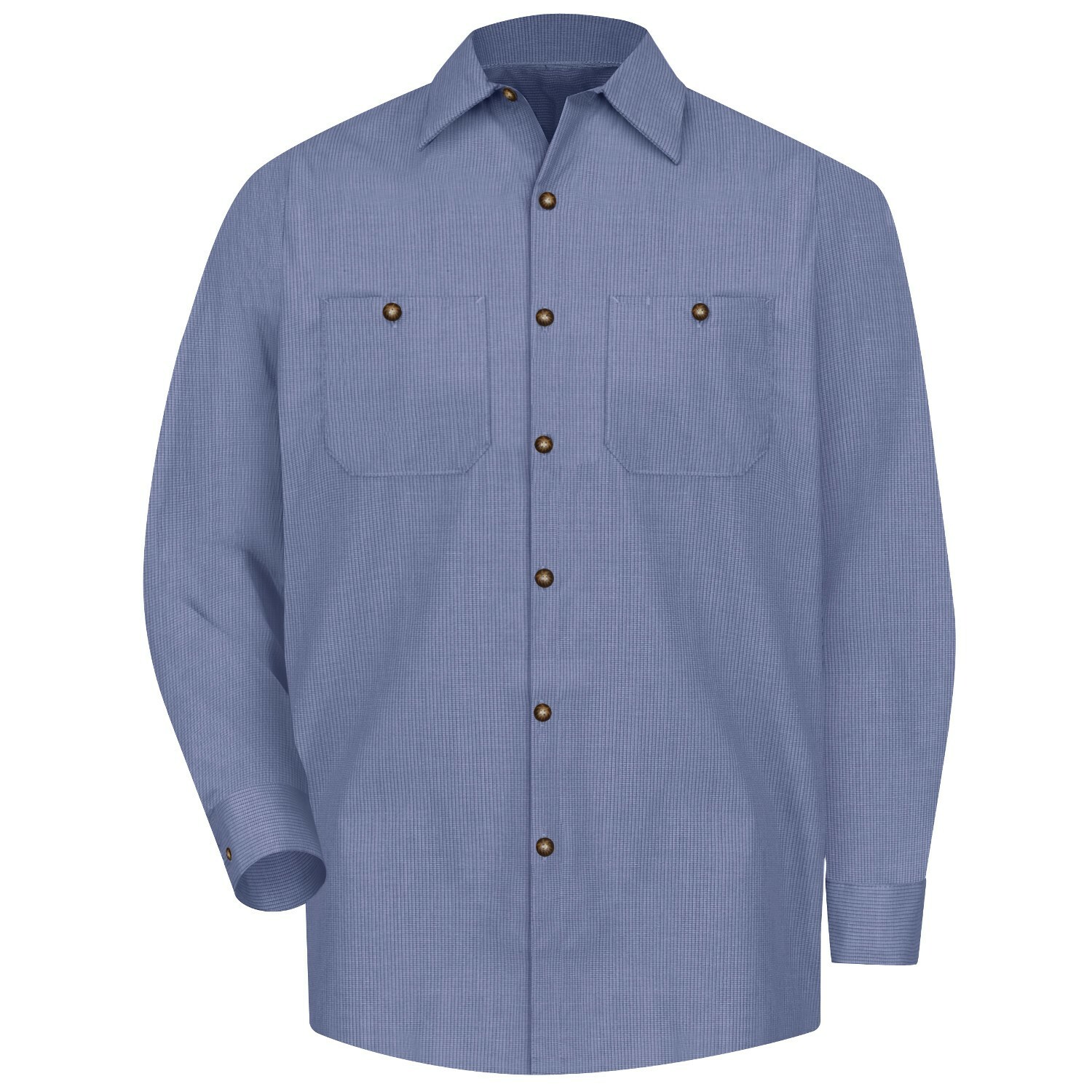 Red Kap Work Shirt Poplin Geometric Microcheck 2 Pocket Men’s Industrial Uniform