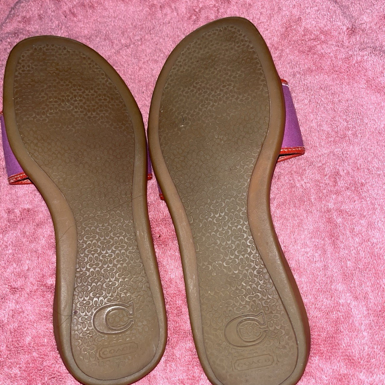 Coach Women’s Slide Sandal US 7 Red Purple Logo Accent Slip-On Synthetic