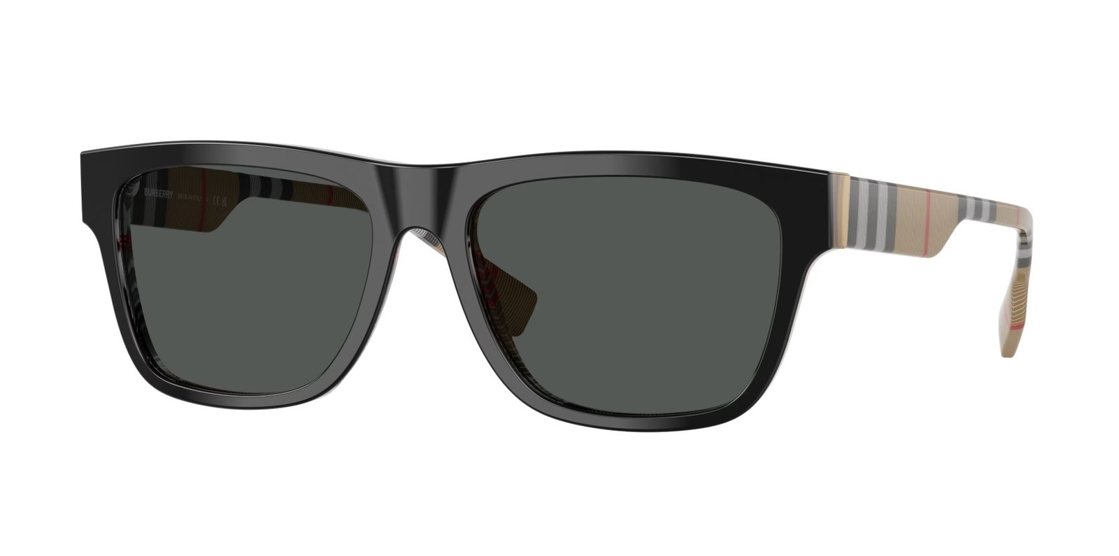 BURBERRY BE4293 380687 Top Black On Vintage Check Grey 56 mm Men’s Sunglasses