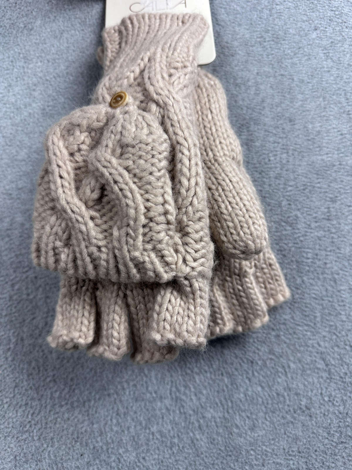 Calia Cable Pop Top Mittens Womens One Size Beige Convertible OSFM NWT