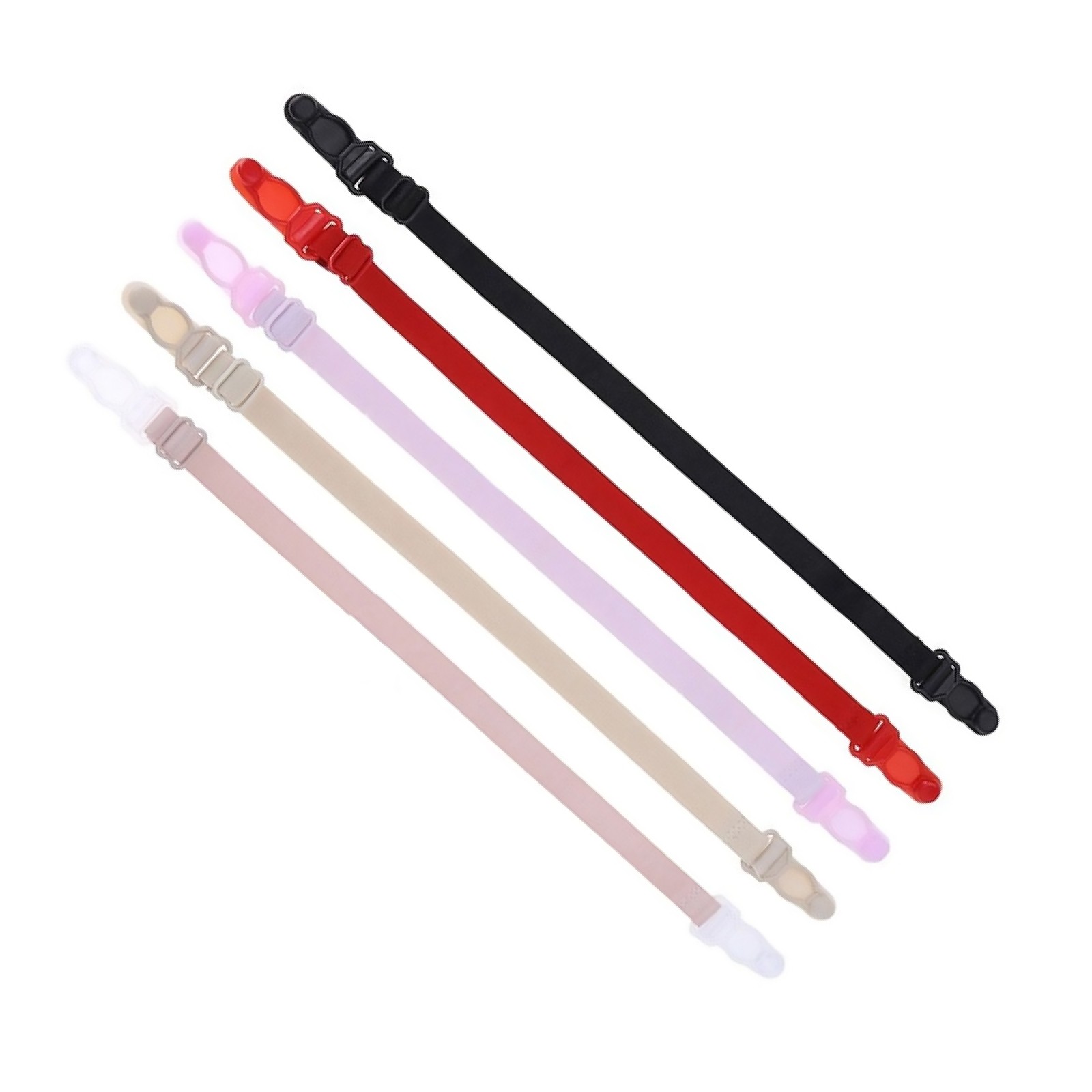 5pcs Women Elastic Band Non-Slip Adjustable Bra Straps Holder with Clip E