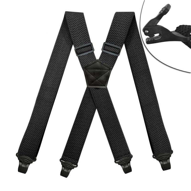 Heavy Duty Suspenders for Men Work Biker Outdoor 3.8cm Wide X-Back with4