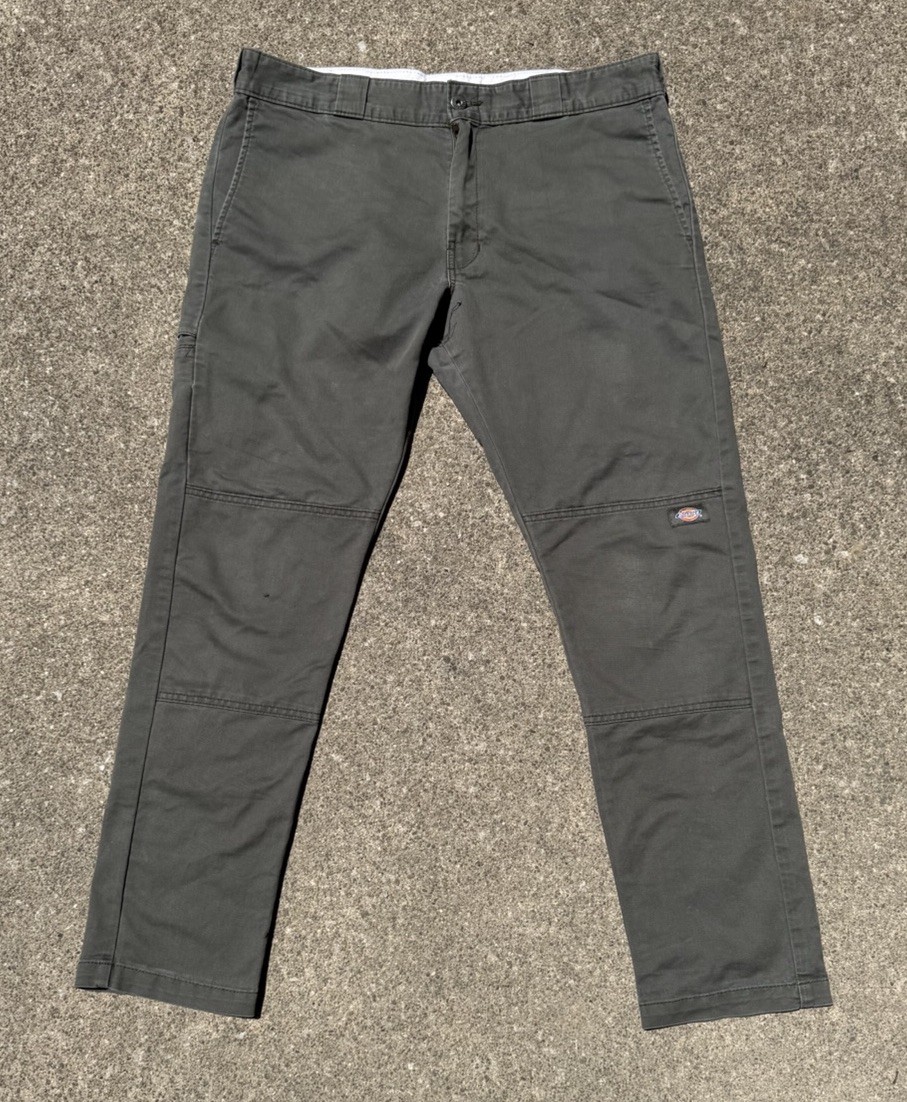Dickies Double Knee Work pants, 36 Waist, 32 L, In Olive Green Color.