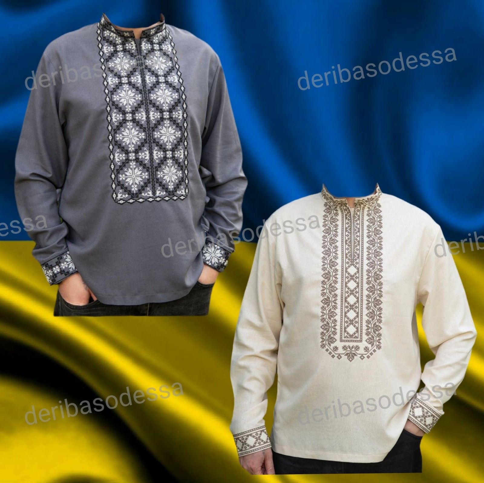 Ukrainian Embroidered Tradition shirt for men Sorochka Vyshyvanka BIG SIZE M-5Xl