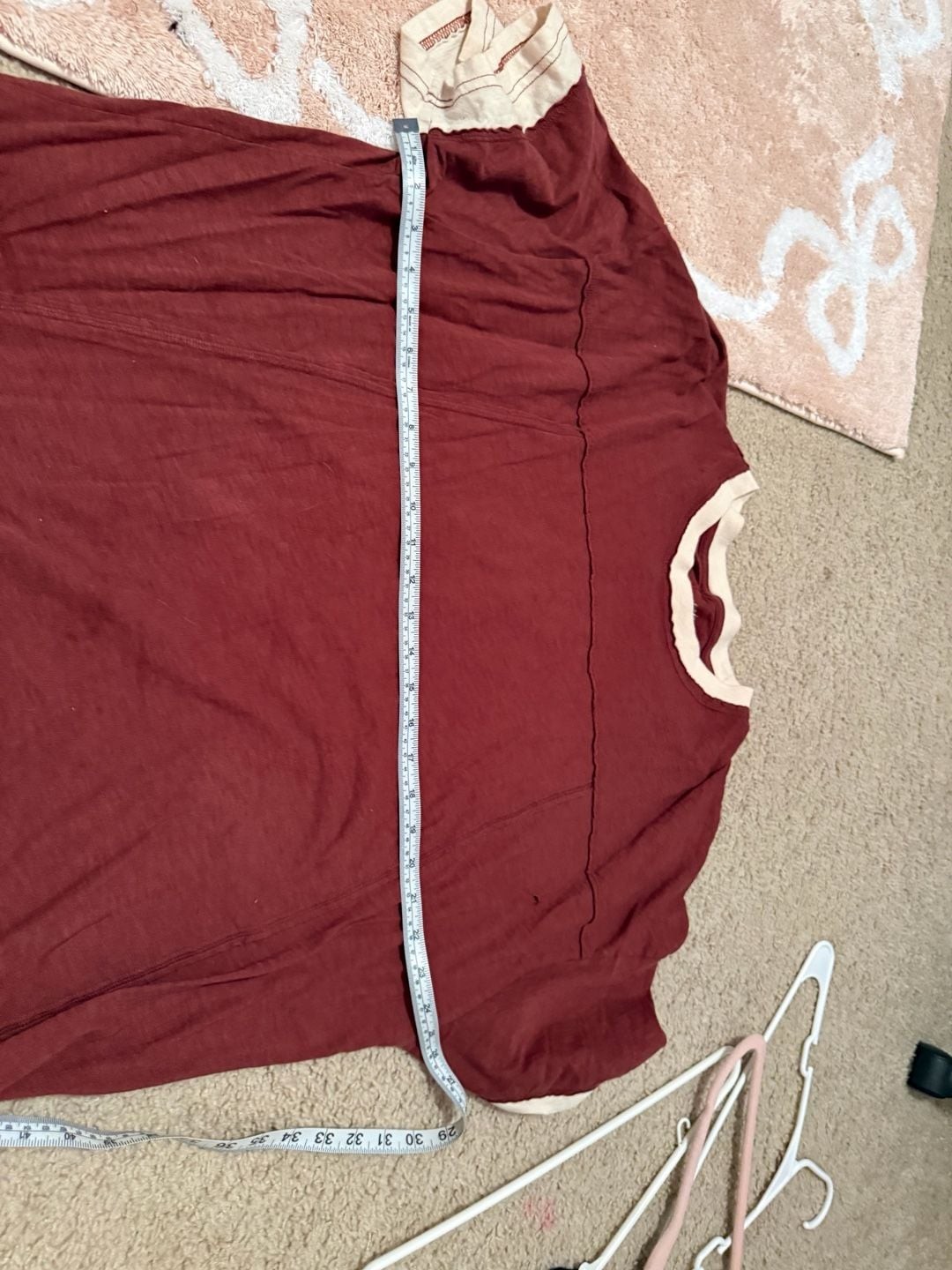 Aerie Women’s Oversized Raw Hem Ringer T-Shirt in Burgundy