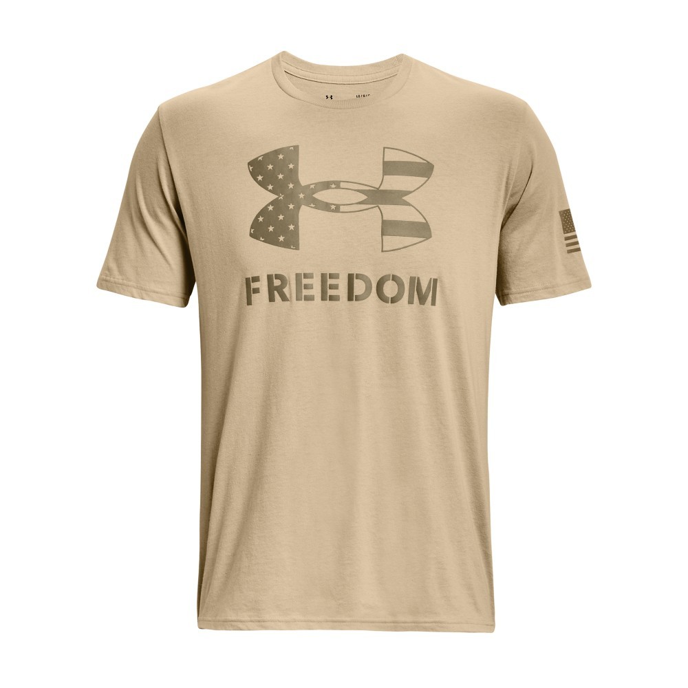 Under Armour 1370811 Men’s UA Freedom Logo T-Shirt, Sand/Federal Tan, Medium