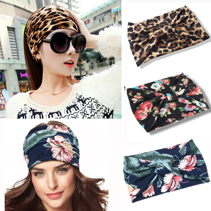 Bohemian Wide Cotton Stretch Headbands Women Headwrap Turban Headwear Bandage